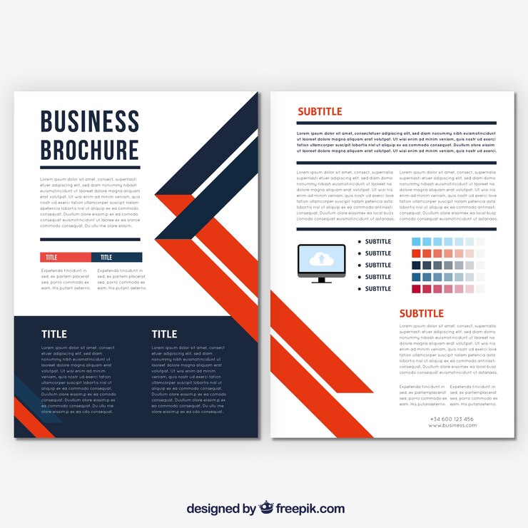 Vecteur gratuit modèle de brochure commerciale avec détails orange