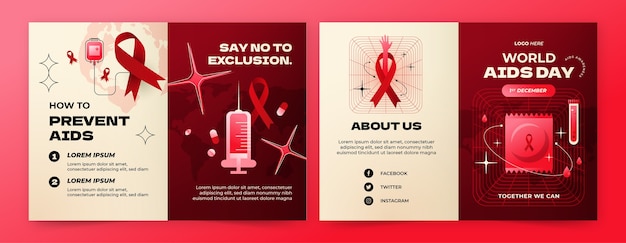 Vecteur gratuit modèle de brochure commerciale du souvenir de la journée mondiale du sida