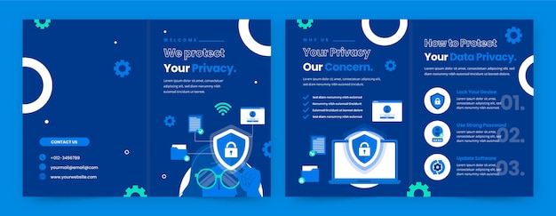 Modèle de brochure sur la confidentialité des données design plat