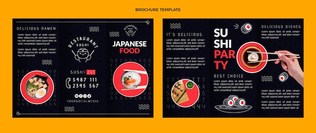 Vecteur gratuit modèle de brochure de cuisine asiatique plate