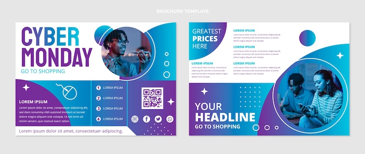 Vecteur gratuit modèle de brochure dégradé cyber lundi