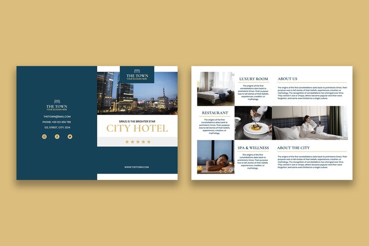 Vecteur gratuit modèle de brochure à deux volets pour hôtel