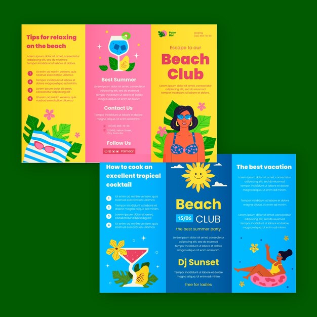 Vecteur gratuit modèle de brochure de divertissement de club de plage