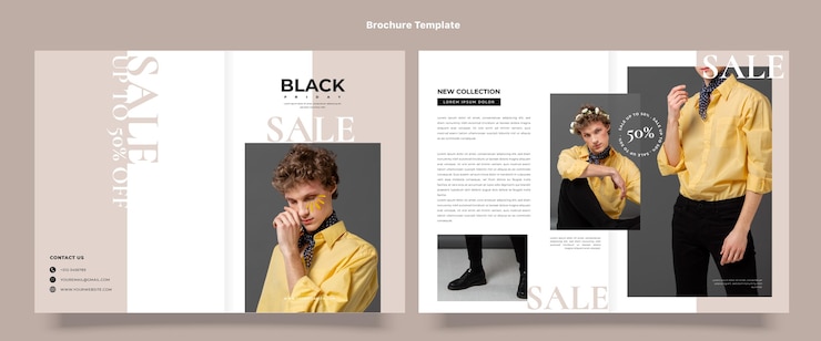 Vecteur gratuit modèle de brochure du vendredi noir plat