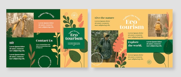 Vecteur gratuit modèle de brochure d'écotourisme design plat