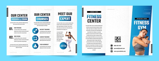 Vecteur gratuit modèle de brochure d'entraînement de gym fitness