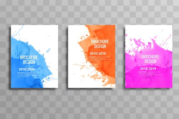 Vecteur gratuit modèle de brochure entreprise coloré abstrait défini aquarelle