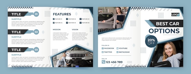 Vecteur gratuit modèle de brochure d'entreprise de concessionnaire automobile