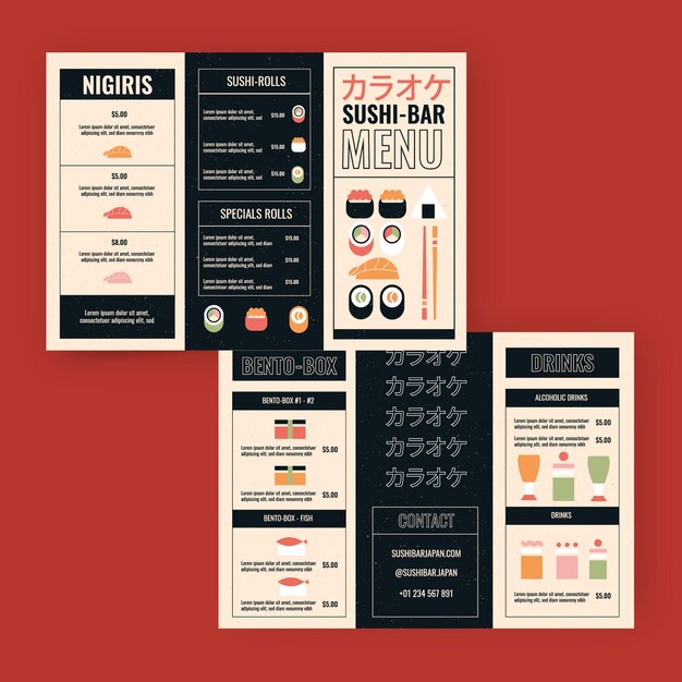 Modèle de brochure d'entreprise de restaurant japonais plat