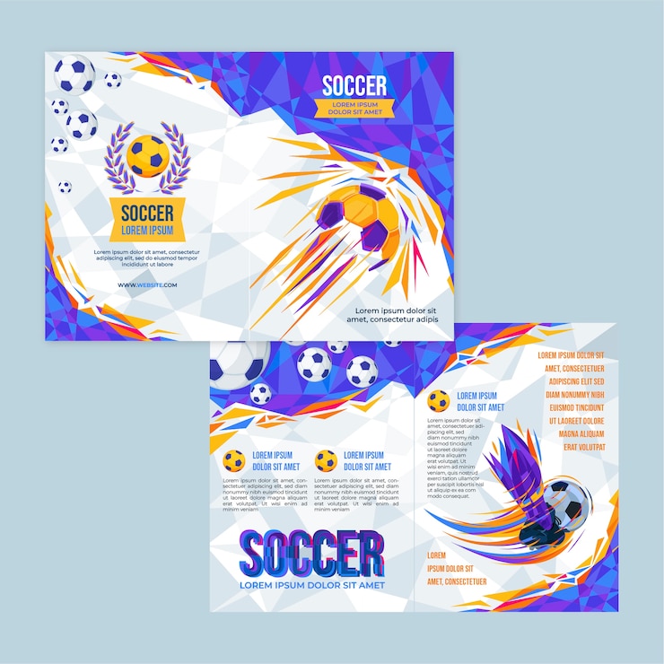 Vecteur gratuit modèle de brochure de football dessiné à la main