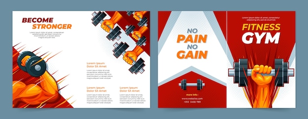 Vecteur gratuit modèle de brochure de gym design plat