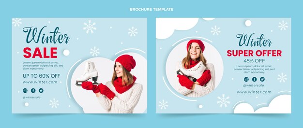 Vecteur gratuit modèle de brochure d'hiver plat