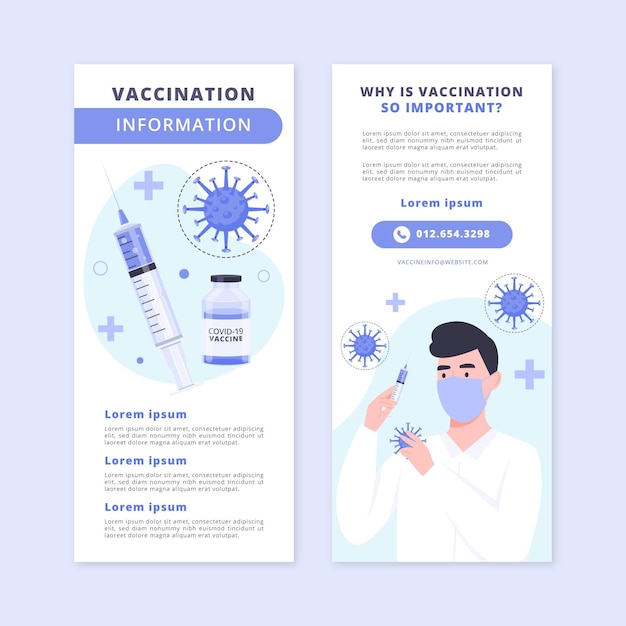 Vecteur gratuit modèle de brochure informative sur la vaccination contre le coronavirus