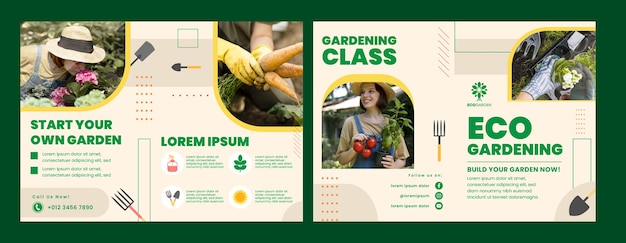 Vecteur gratuit modèle de brochure de jardinage plat