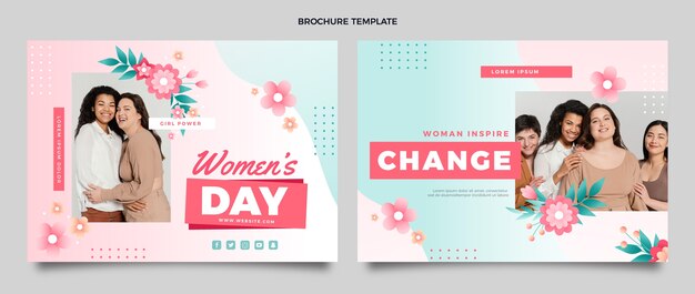 Vecteur gratuit modèle de brochure de la journée internationale de la femme dégradée