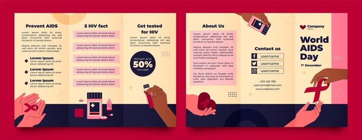 Vecteur gratuit modèle de brochure de la journée mondiale du sida
