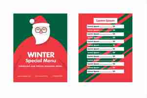 Vecteur gratuit modèle de brochure de menu spécial d'hiver