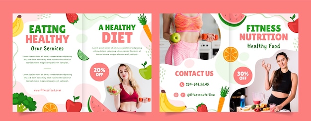 Vecteur gratuit modèle de brochure sur la nutrition de remise en forme