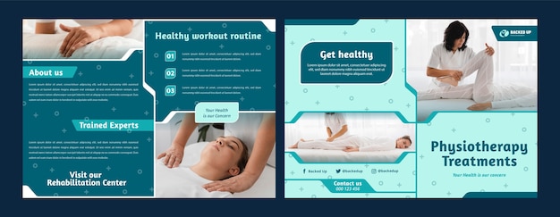 Vecteur gratuit modèle de brochure de physiothérapeute plat