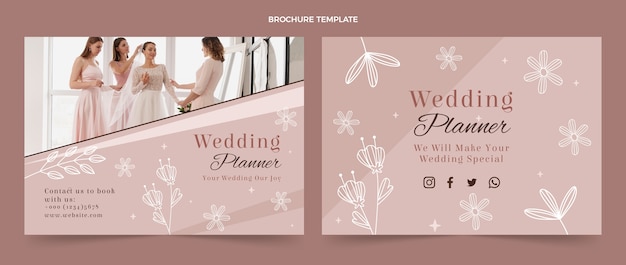 Vecteur gratuit modèle de brochure de planificateur de mariage design plat