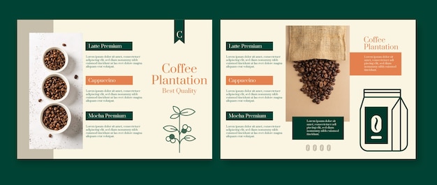 Modèle De Brochure De Plantation De Café Design Plat