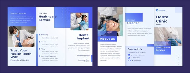 Modèle de brochure pour une clinique dentaire en gradient