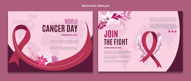 Vecteur gratuit modèle de brochure pour la journée mondiale du cancer