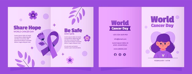 Vecteur gratuit modèle de brochure pour la sensibilisation à la journée mondiale du cancer