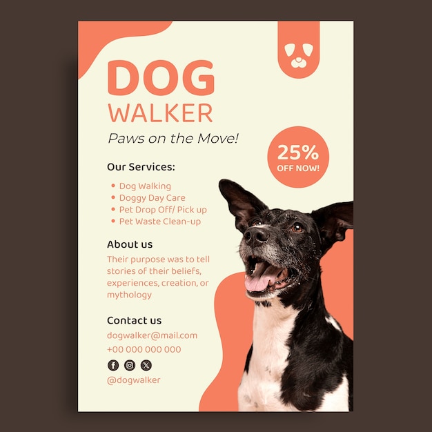 Le modèle de la brochure de promenade du chien