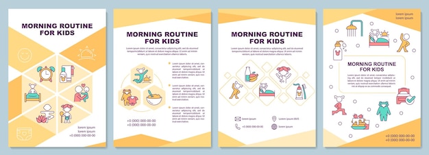 Modèle de brochure de routine du matin pour les enfants jaune