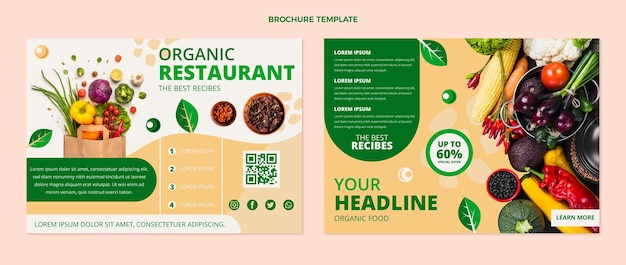 Vecteur gratuit modèle de brochure à trois volets pour aliments biologiques plats