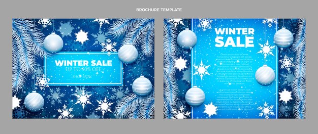Modèle de brochure de vente d'hiver réaliste