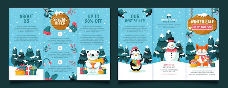 Vecteur gratuit modèle de brochure de vente de saison d'hiver