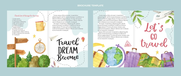 Modèle de brochure de voyage aquarelle