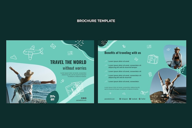 Vecteur gratuit modèle de brochure de voyage dans le monde