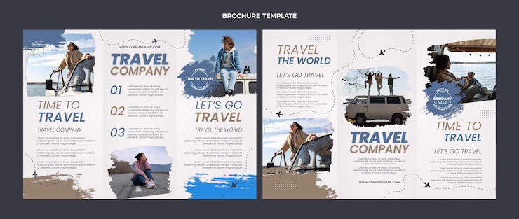 Vecteur gratuit modèle de brochure de voyage design plat