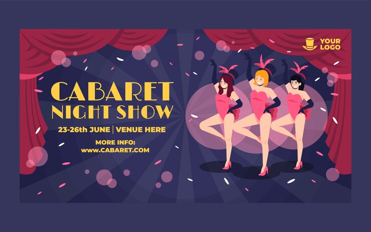 Vecteur gratuit modèle de cabaret design plat dessiné à la main