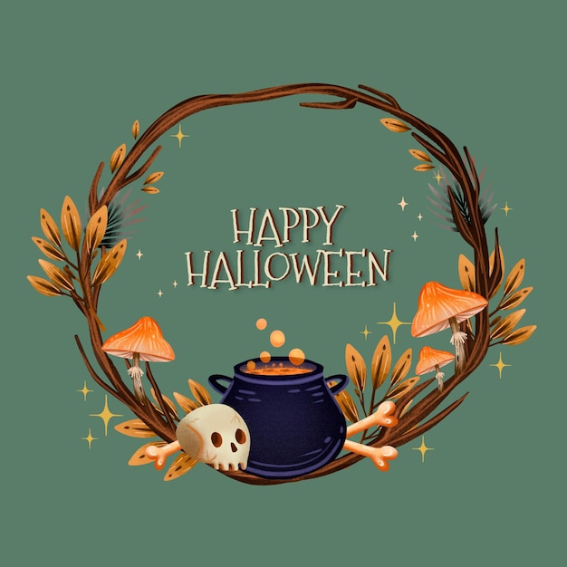 Vecteur gratuit modèle de cadre aquarelle halloween