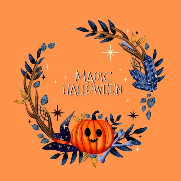 Modèle de cadre aquarelle halloween