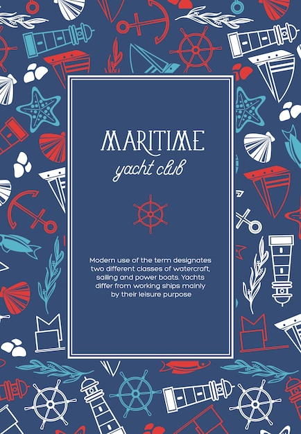 Vecteur gratuit modèle de cadre carré maritime yacht club