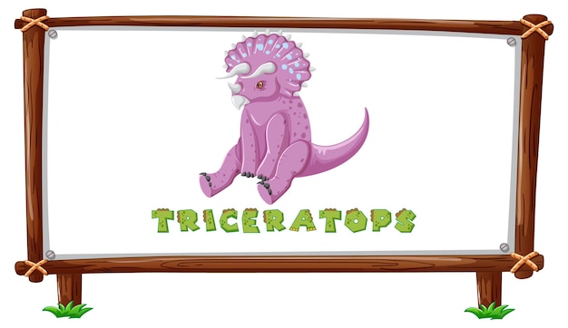 Vecteur gratuit modèle de cadre avec des dinosaures et un design de triceratops de texte à l'intérieur
