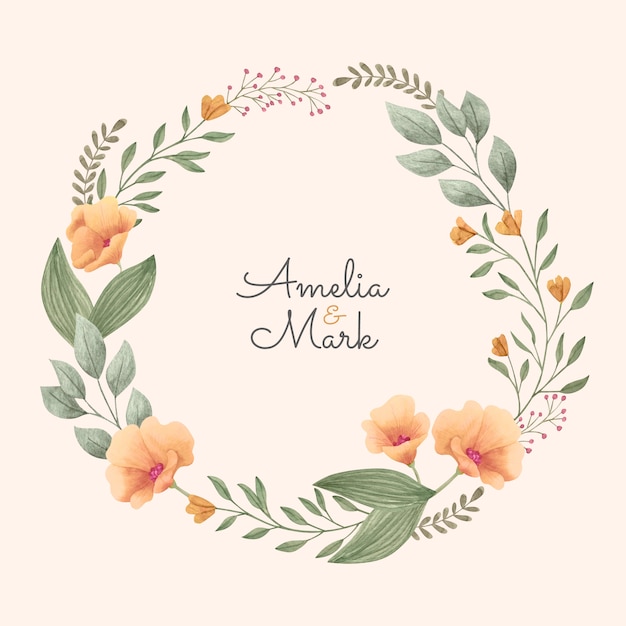 Vecteur gratuit modèle de cadre floral aquarelle