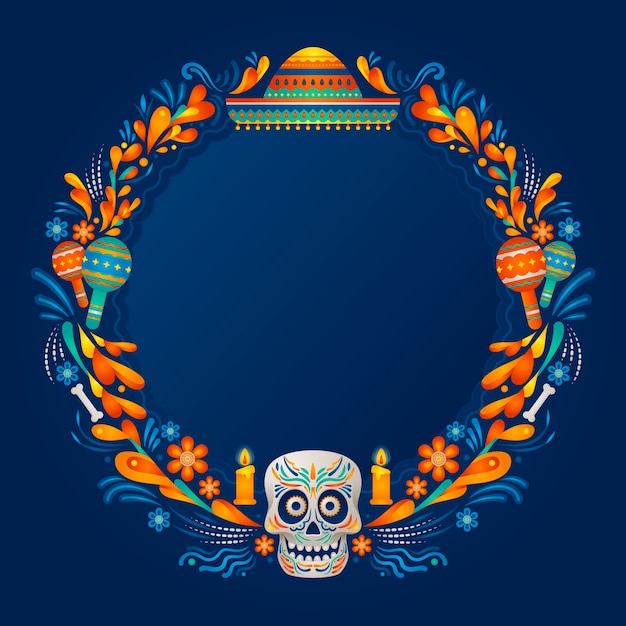 Modèle De Cadre De Gradient Pour La Célébration Du Dia De Muertos