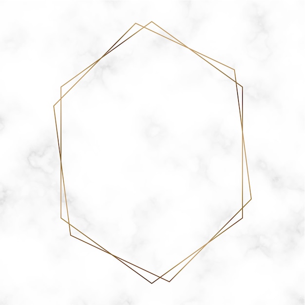 Modèle de cadre hexagonal doré