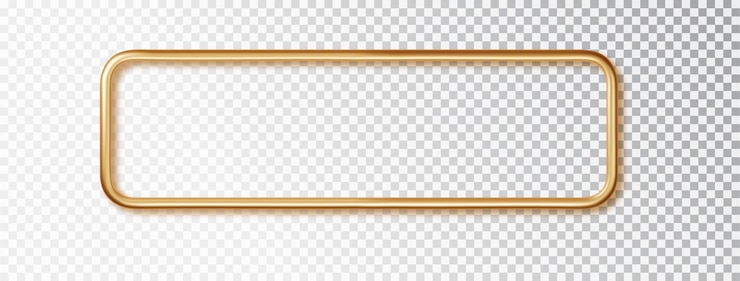Vecteur gratuit modèle de cadre horizontal doré cadre en métal doré avec une ombre et un lieu d'inscription