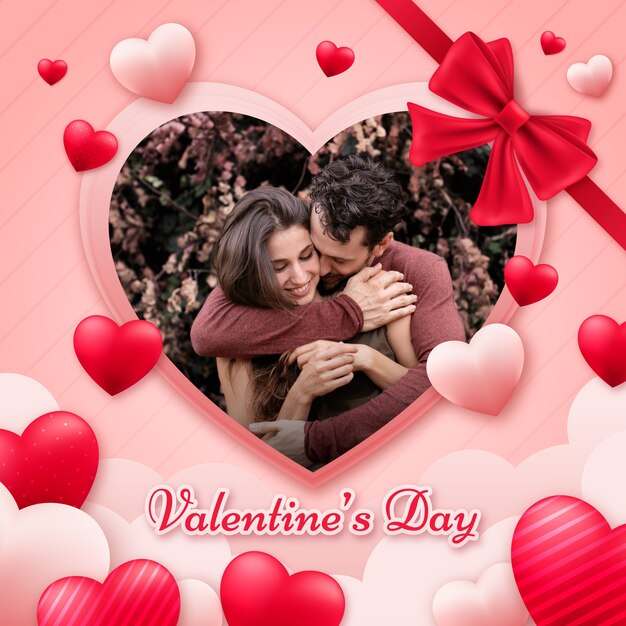 Modèle de cadre photo dégradé pour la Saint-Valentin