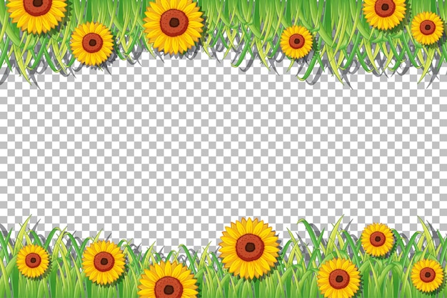 Vecteur gratuit modèle de cadre de tournesol sur fond transparent