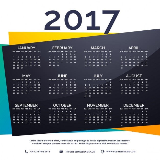 Vecteur gratuit modèle de calendrier 2017 nouvelle année