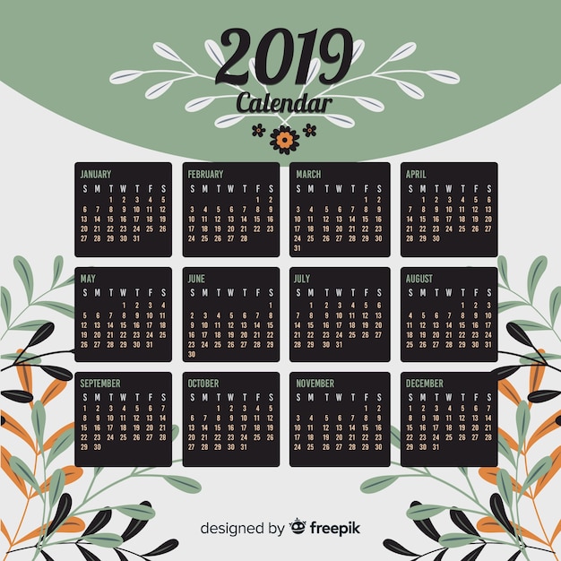 Vecteur gratuit modèle de calendrier 2019