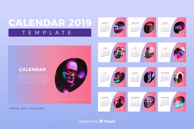 Vecteur gratuit modèle de calendrier 2019